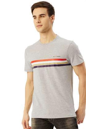 graphic cotton blend regular fit men's t-shirt - grey