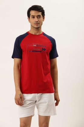 graphic cotton blend regular fit men's t-shirt - multi