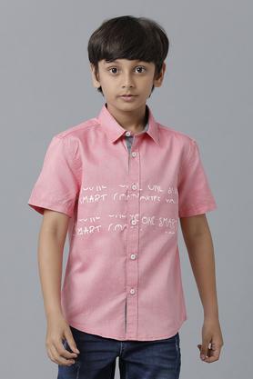 graphic cotton collar neck boy's shirt - red