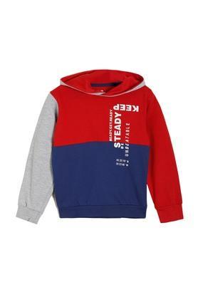 graphic cotton hood boys sweatshirt - red
