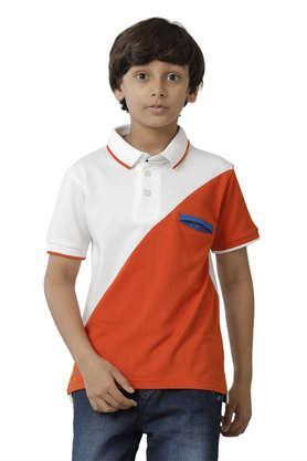 graphic cotton polo boys t-shirt - orange