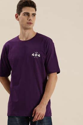 graphic cotton tailored fit men's oversized t-shirt - purple