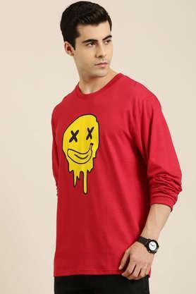 graphic cotton tailored fit men's oversized t-shirt - red