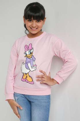 graphic polyester straight fit girls sweatshirt - pink