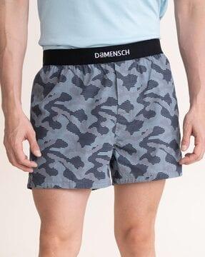 graphic print boxers with patch pocket