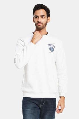 graphic print cotton regular fit men's sweatshirt - white