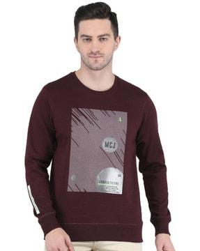 graphic print crew-neck sweatshirt with ribbed hem