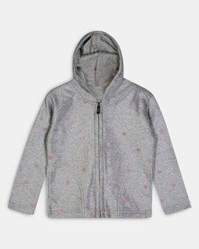 graphic print hooded jacket
