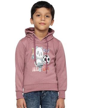 graphic print hoodie with drawstring
