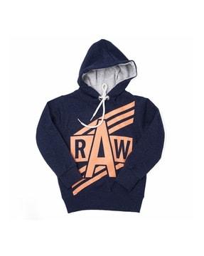 graphic print hoodie with ribbed hems