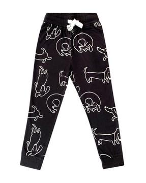 graphic print joggers with drawstring