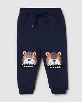 graphic print joggers with drawstrings