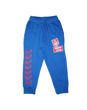 graphic print joggers with elasticated waistband drawstring