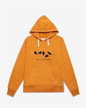 graphic print kangaroo pocket hoodie