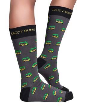 graphic print mid-calf length socks