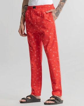 graphic print relaxed fit pants with insert pockets