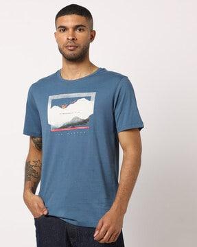 graphic print round-neck cotton t-shirt