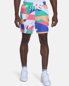graphic print shorts with drawstring waist
