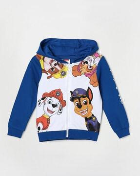 graphic print zip-front hoodie