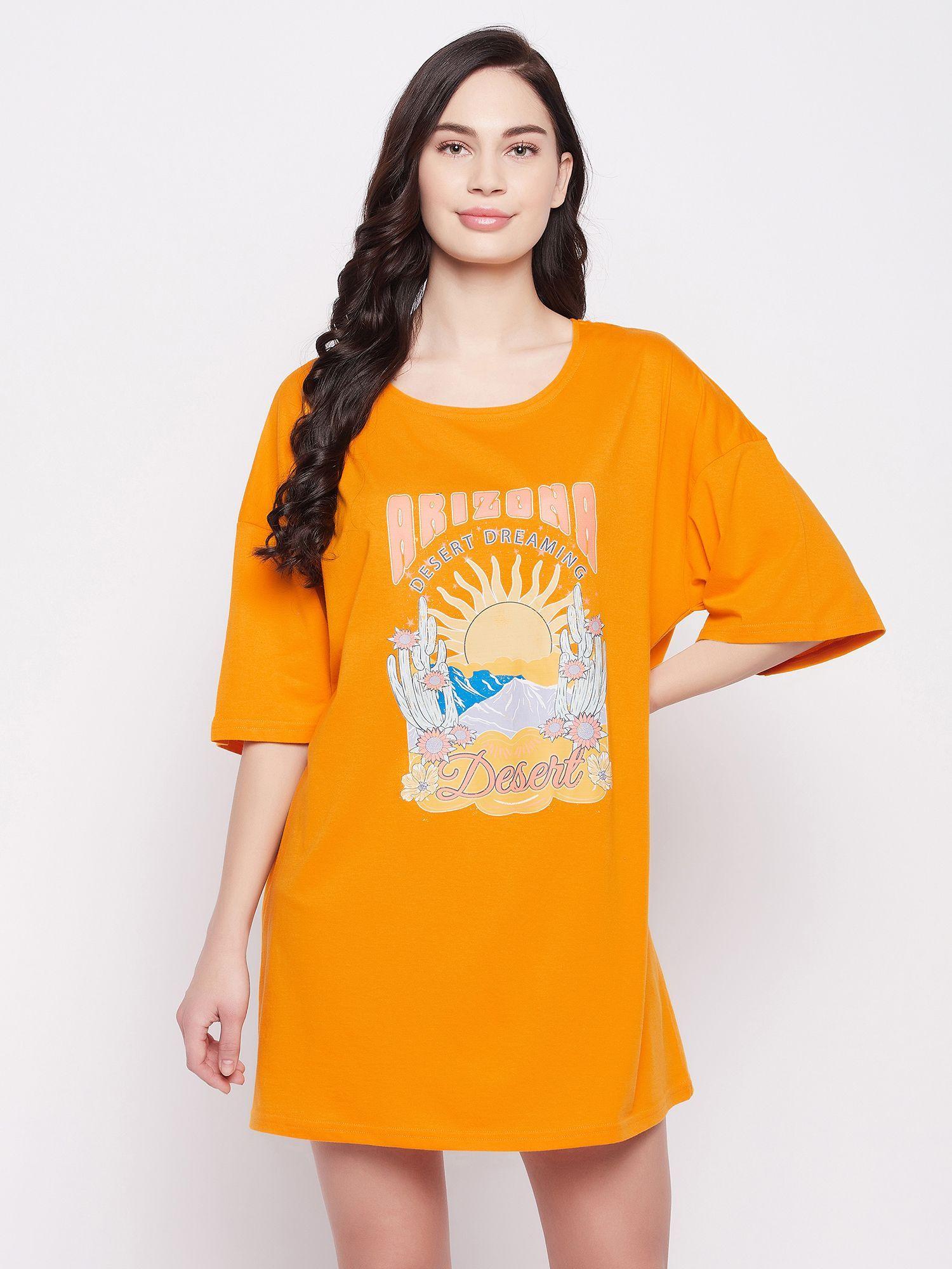 graphic & text print oversized t-shirt - 100 percent cotton -yellow