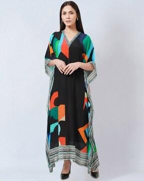 graphic art print kaftan dress