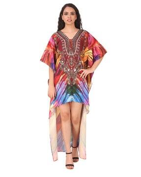 graphic asymmetrical kaftan dress