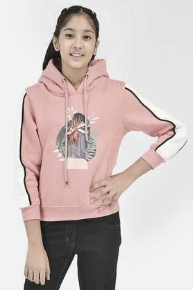 graphic blended fabric regular fit girls sweatshirt - pink