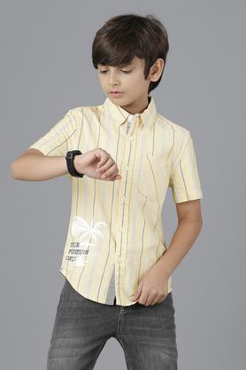 graphic cotton collar neck boy's shirt - yellow