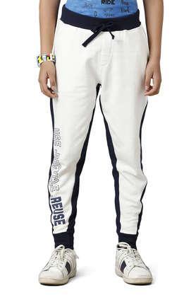 graphic cotton regular fit boys jogger - off white