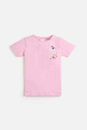 graphic cotton regular fit girls t-shirt - pink
