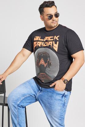 graphic cotton regular fit men's t-shirt - black