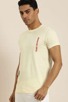 graphic cotton regular fit men's t-shirt - cream