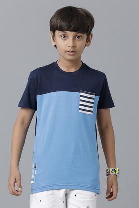graphic cotton round neck boy's t-shirt - blue