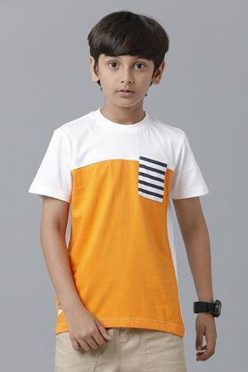 graphic cotton round neck boy's t-shirt - orange