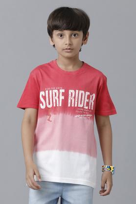 graphic cotton round neck boy's t-shirt - red