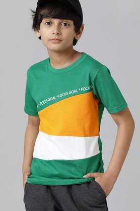 graphic cotton round neck boys t-shirt - green