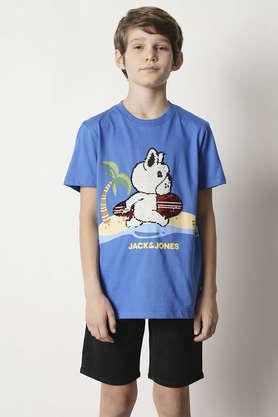 graphic cotton round neck boys t-shirt - green