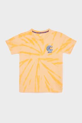 graphic cotton round neck boys t-shirt - peach