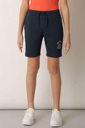 graphic cotton slim fit boys shorts - blue