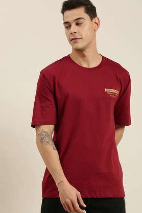 graphic cotton tailored fit men's oversized t-shirt - maroon