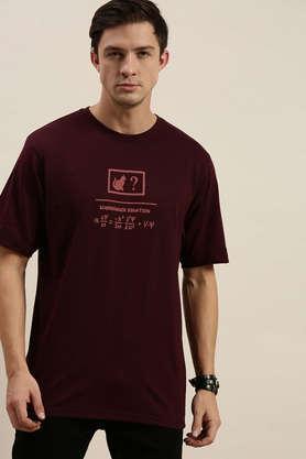 graphic cotton tailored fit men's oversized t-shirt - maroon