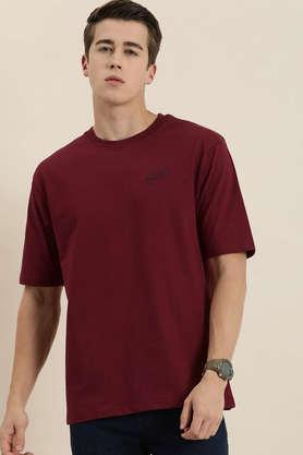 graphic cotton tailored fit men's oversized t-shirt - maroon