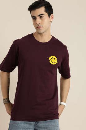 graphic cotton tailored fit men's oversized t-shirt - maroon