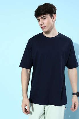 graphic cotton tailored fit men's oversized t-shirt - navy
