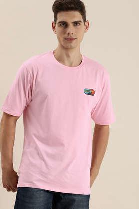 graphic cotton tailored fit men's oversized t-shirt - pink