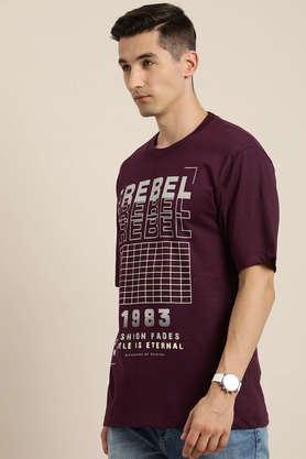 graphic cotton tailored fit men's oversized t-shirt - wine