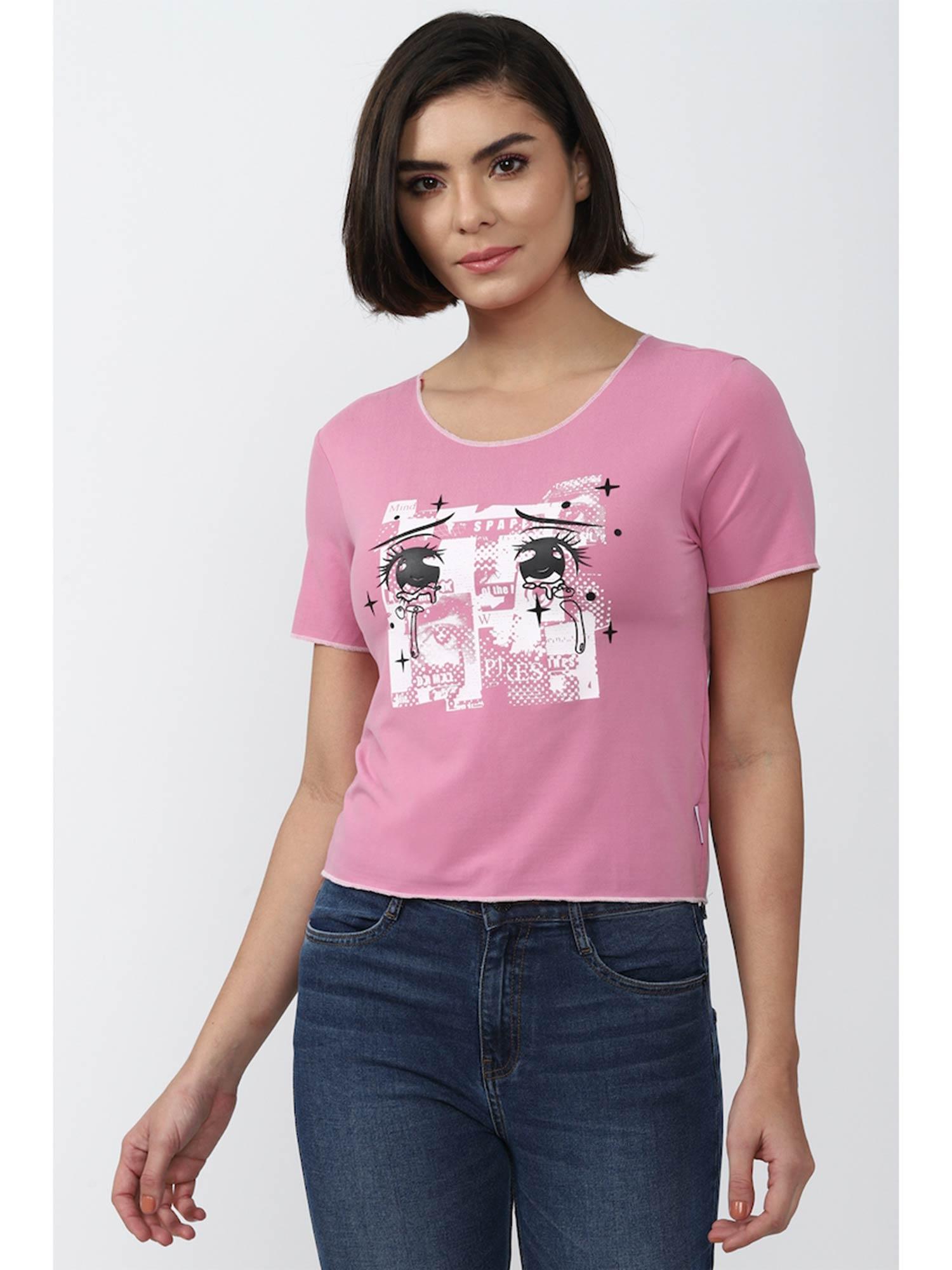 graphic crop top pink