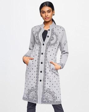 graphic pattern jacket with insert pocket