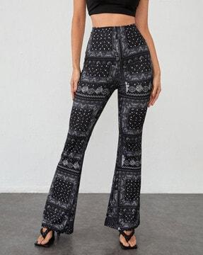 graphic pattern trousers with elasticated waistband