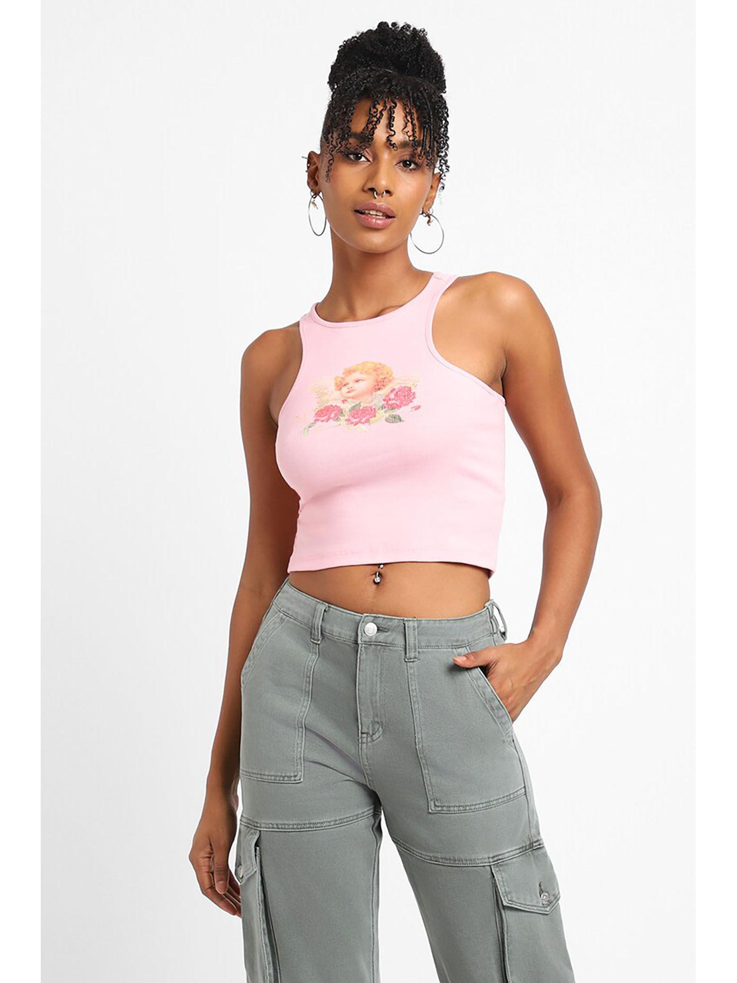 graphic pink crop top